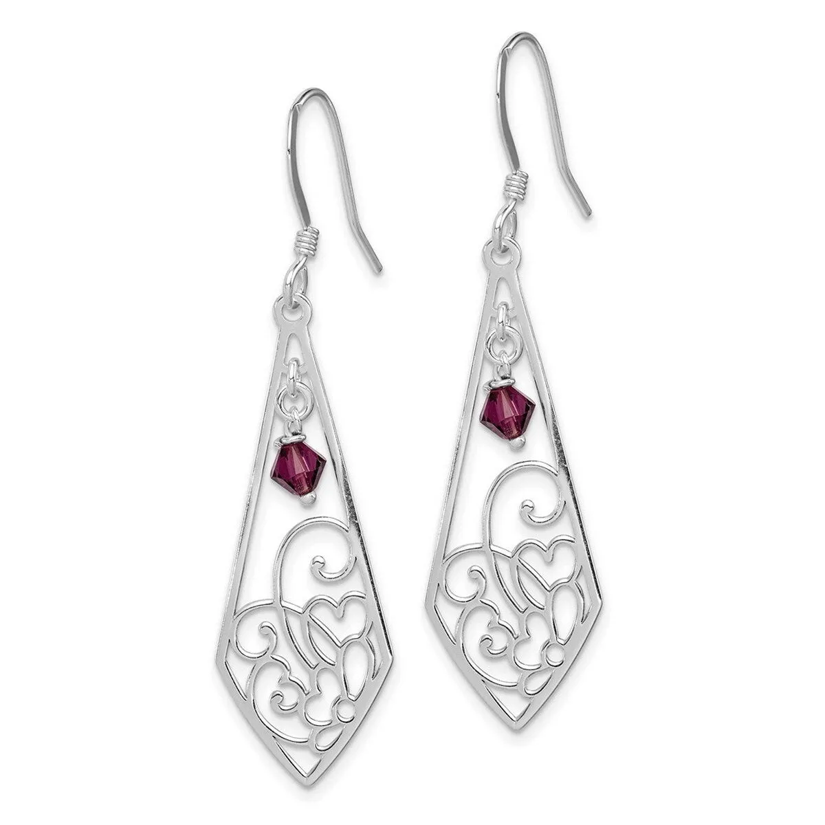 Curata 925 Sterling Silver Polished 15x53mm Amethyst Dangle Hook Earrings sold by Zulily product image thumbnail 3