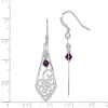Curata 925 Sterling Silver Polished 15x53mm Amethyst Dangle Hook Earrings sold by Zulily
