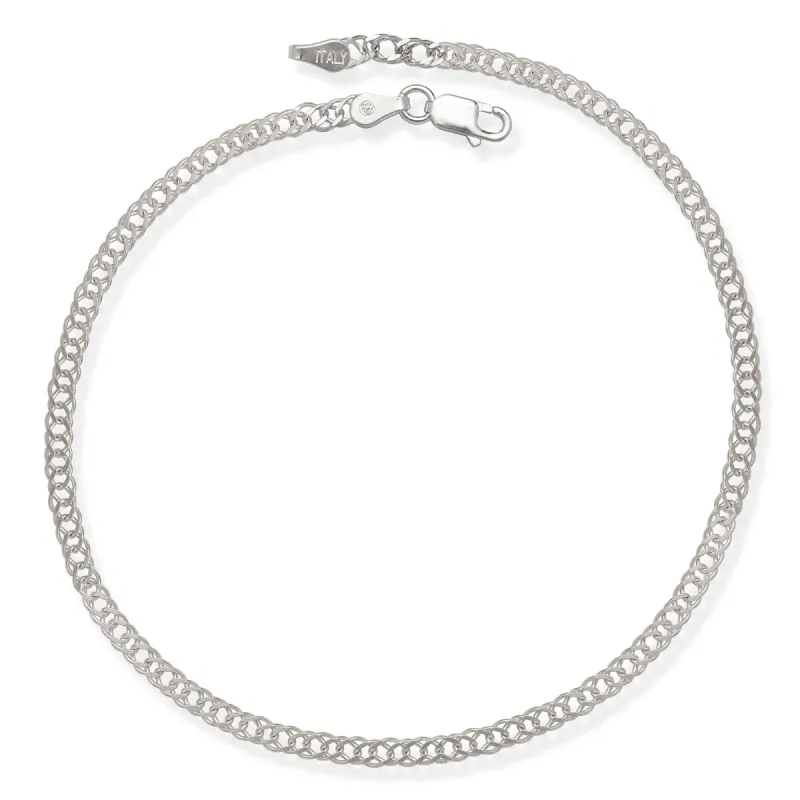 Curata Sterling Silver 10-Inch 3mm Rombo Chain Anklet - White sold by Zulily