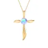 18K Gold Over Sterling Silver Natural Rainbow Moonstone Cross Pendant sold by Zulily
