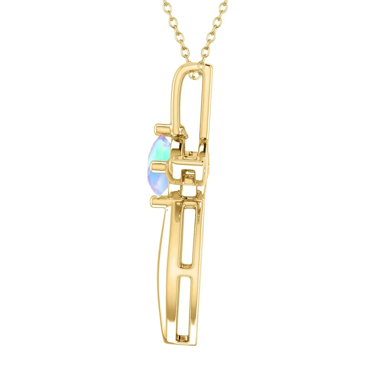 18K Gold Over Sterling Silver Natural Rainbow Moonstone Cross Pendant sold by Zulily product image thumbnail 2