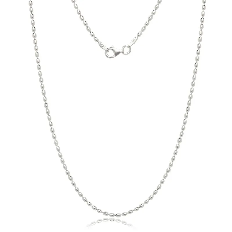 Curata Italian Sterling Silver 1.8mm Oval Bead Chain (16"-20") - White sold by Zulily