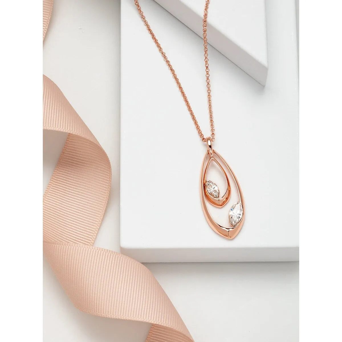 Crystal Double Teardrop Elongated Pendant Necklace sold by Zulily