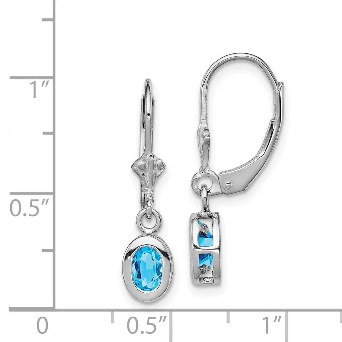 Curata 925 Sterling Silver Bezel Polished 7x28mm Oval Blue Topaz Leverback Earrings sold by Zulily product image thumbnail 2