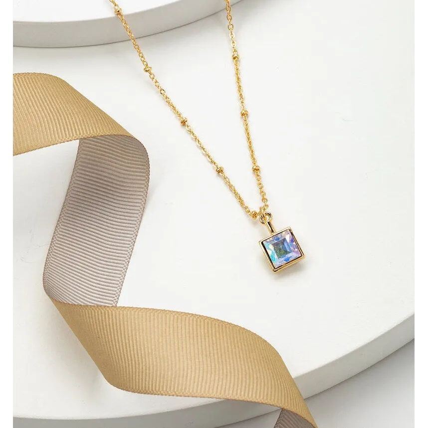 Square Crystal Dainty Pendant Necklace sold by Zulily