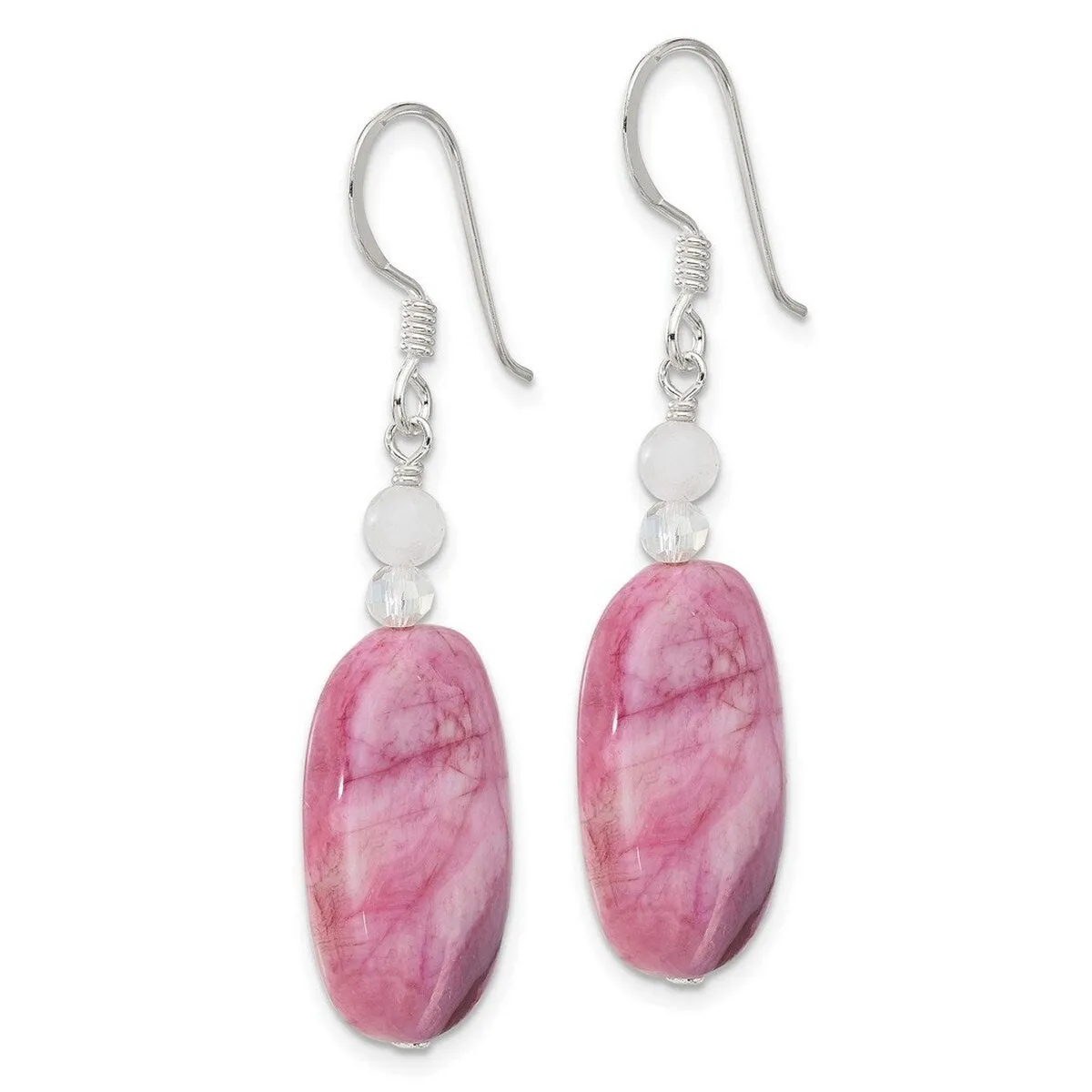 Curata 925 Sterling Silver 15.5x46.2mm Pink Agate Pink Quartz and Crystal Earrings sold by Zulily product image thumbnail 3