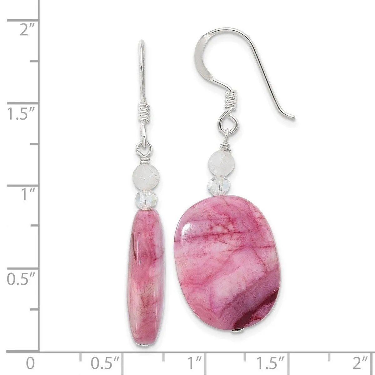 Curata 925 Sterling Silver 15.5x46.2mm Pink Agate Pink Quartz and Crystal Earrings sold by Zulily product image thumbnail 2