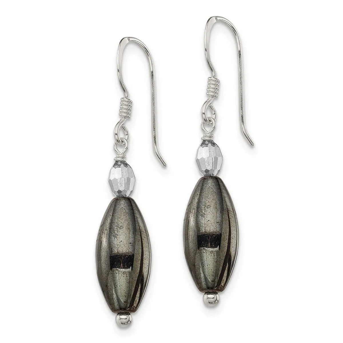 Curata 925 Sterling Silver 9x42mm Crystal and Hematite Hook Earrings sold by Zulily product image thumbnail 3