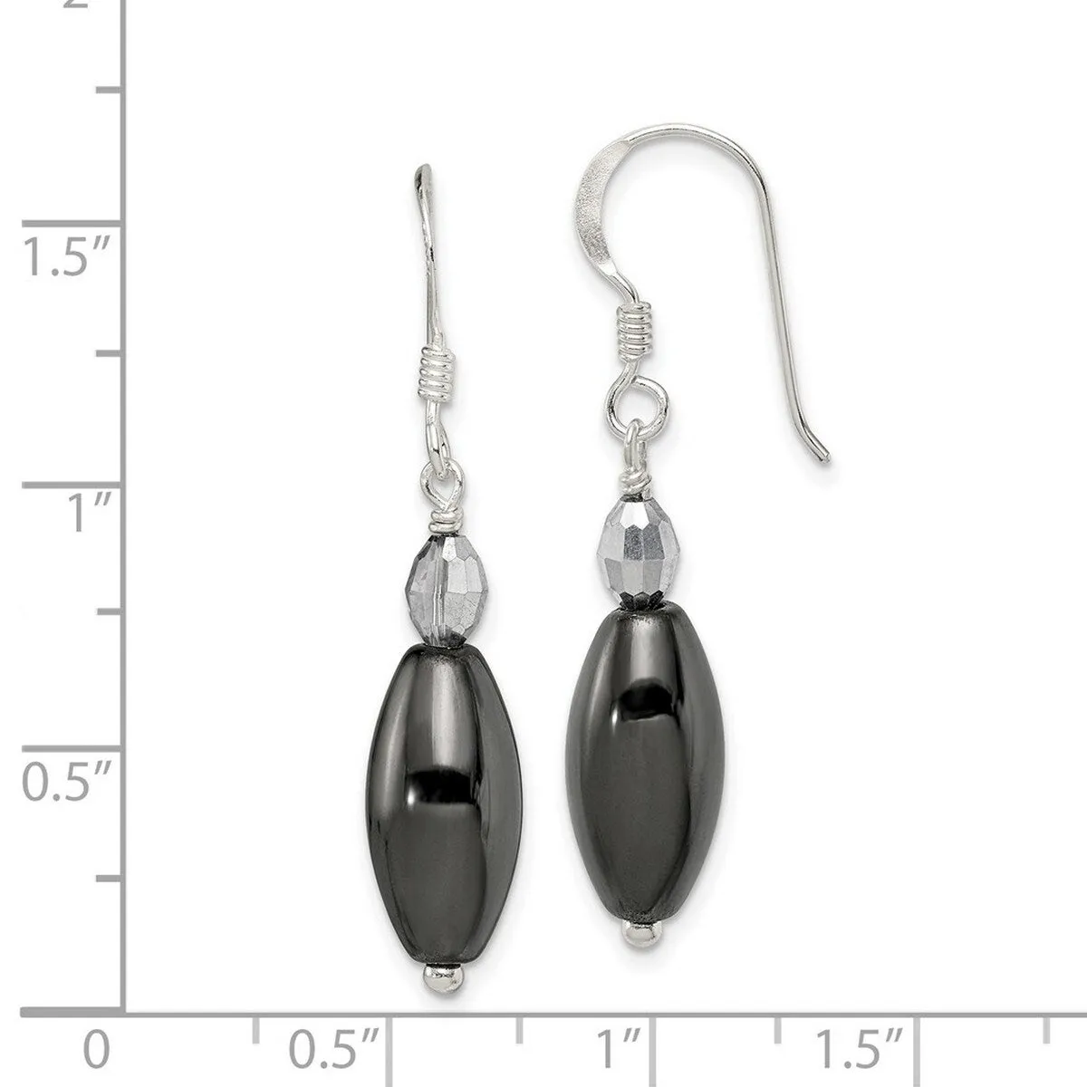Curata 925 Sterling Silver 9x42mm Crystal and Hematite Hook Earrings sold by Zulily product image thumbnail 2