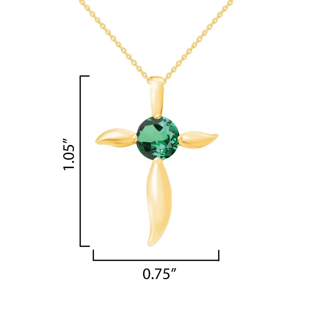 18K Gold Over Sterling Silver Emerald Cross Pendant sold by Zulily product image thumbnail 2