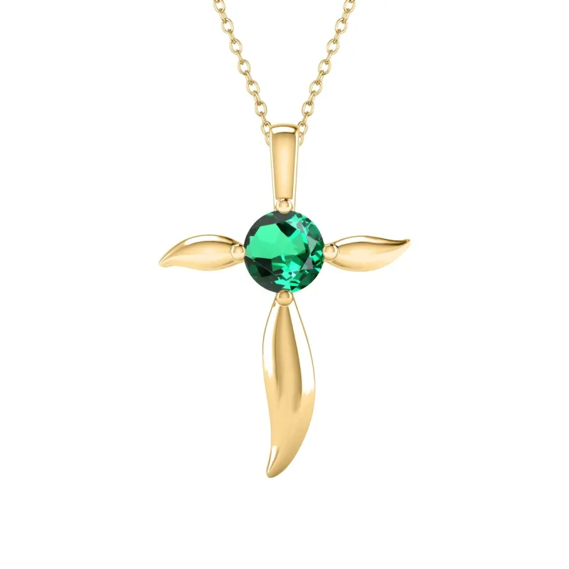 18K Gold Over Sterling Silver Emerald Cross Pendant sold by Zulily