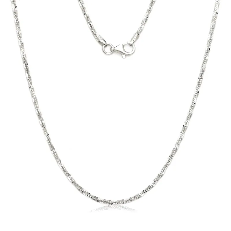 Curata Italian Rhodium Sterling Silver 1mm Margarita Chain Necklace - White sold by Zulily