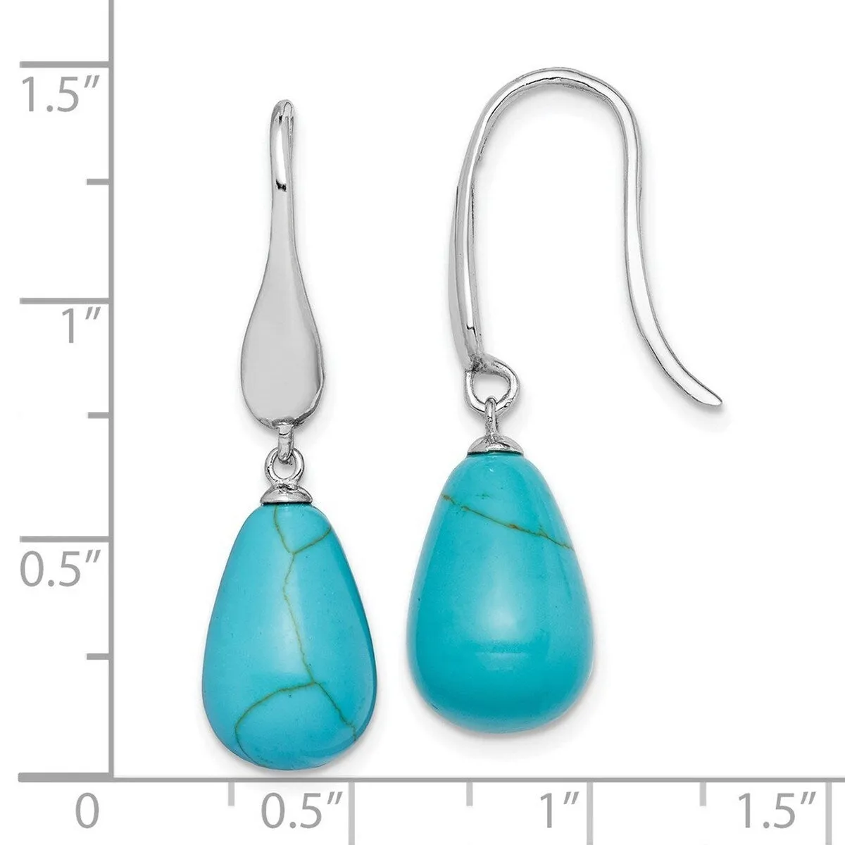 Curata 925 Sterling Silver Rhodium Plated 9.5x36mm Simulated Turquoise Teardrop Dangle Earrings sold by Zulily product image thumbnail 2