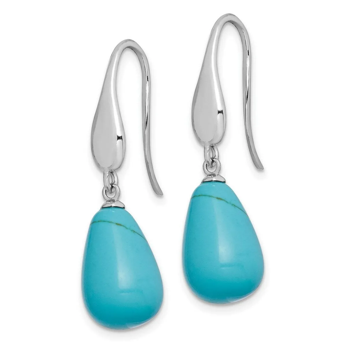 Curata 925 Sterling Silver Rhodium Plated 9.5x36mm Simulated Turquoise Teardrop Dangle Earrings sold by Zulily product image thumbnail 3