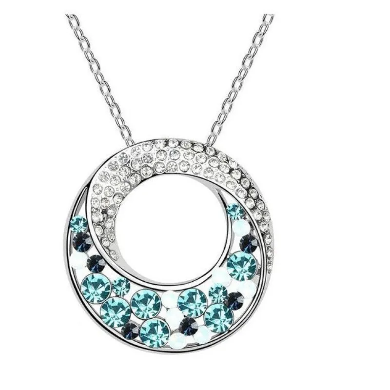 Blue Swarovski Crystal Circle Twist Pendant Necklace sold by Zulily