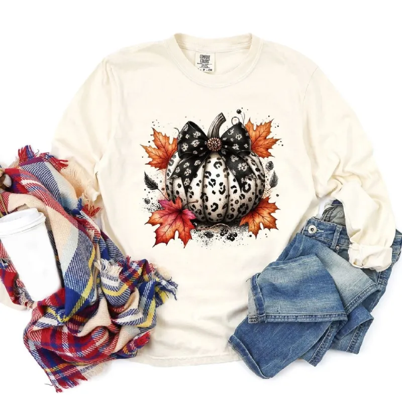 Coquette Animal Print Pumpkin Garment Dyed Long Sleeve sold by Zulily