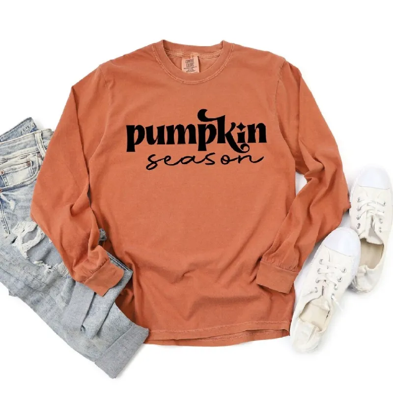 Pumpkin Season Cursive Garment Dyed Long Sleeve sold by Zulily