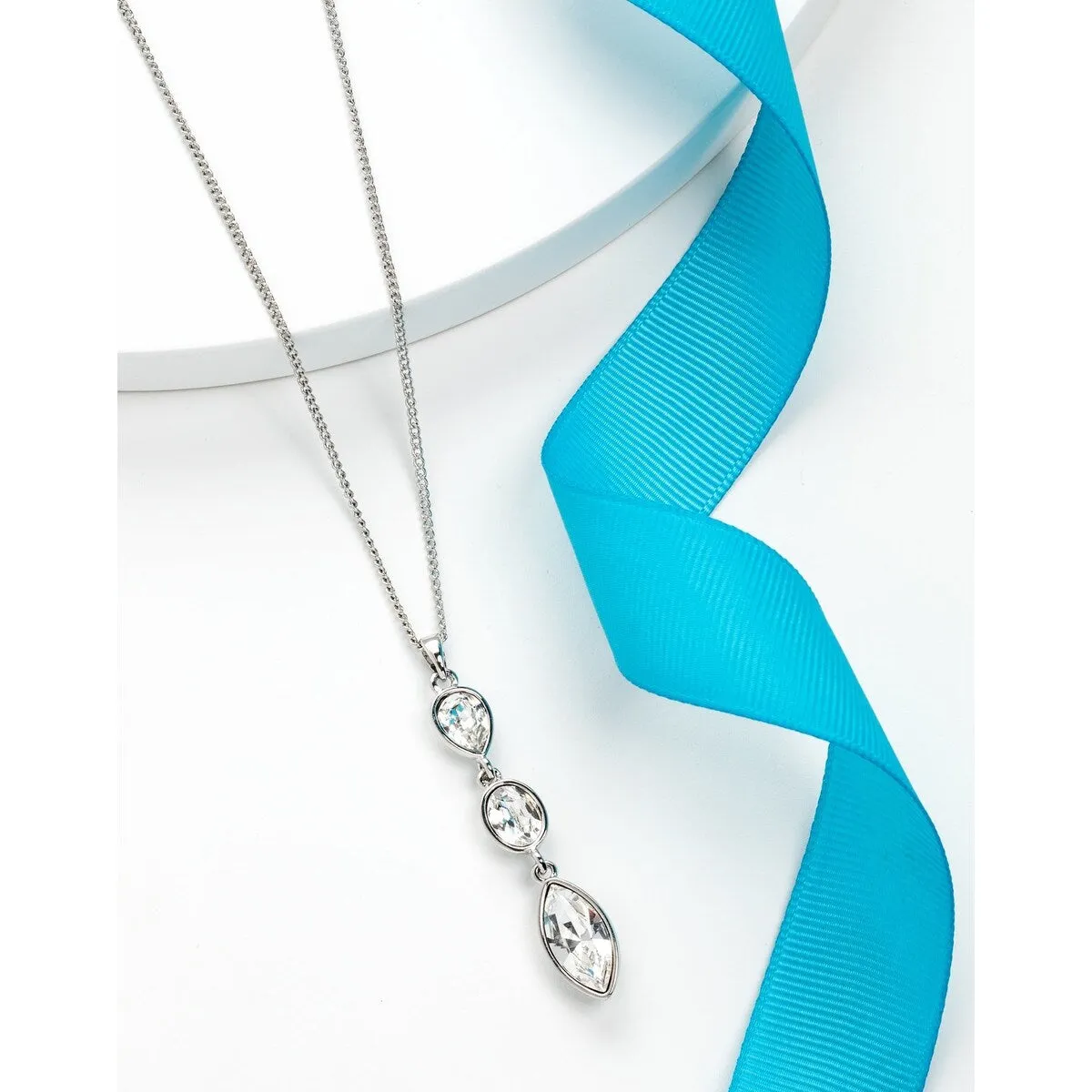Clear Swarovski Crystal Three Stone Necklace sold by Zulily