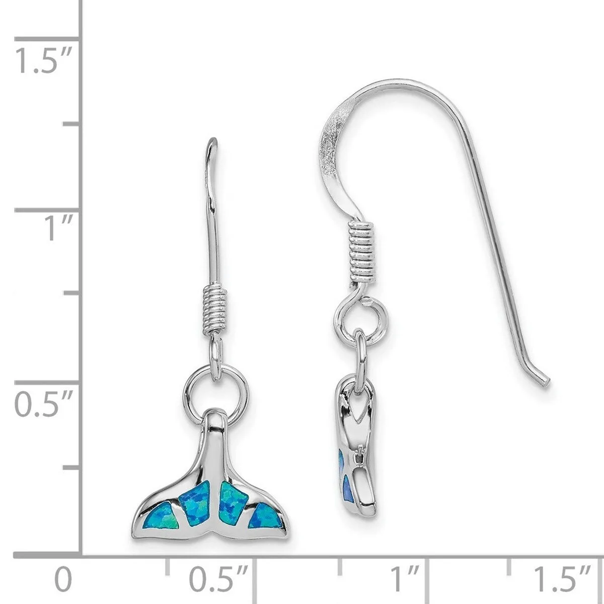 Curata 925 Sterling Silver Polished 13x31mm Blue Simulated Opal Dolphin Tail Hook Earrings sold by Zulily product image thumbnail 2