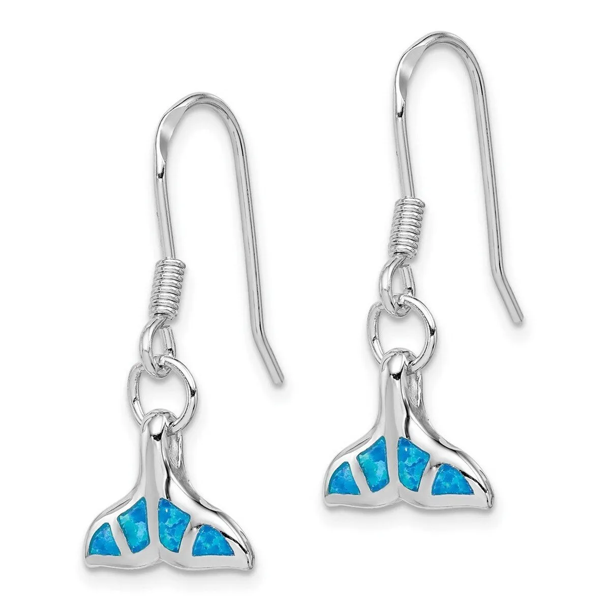 Curata 925 Sterling Silver Polished 13x31mm Blue Simulated Opal Dolphin Tail Hook Earrings sold by Zulily product image thumbnail 3
