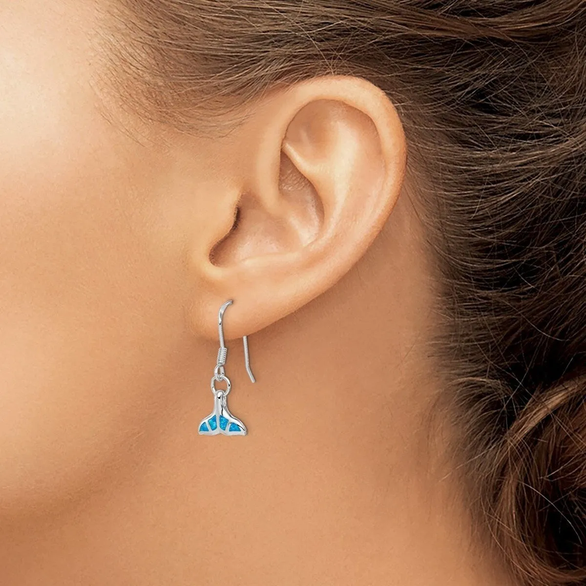 Curata 925 Sterling Silver Polished 13x31mm Blue Simulated Opal Dolphin Tail Hook Earrings sold by Zulily product image thumbnail 4