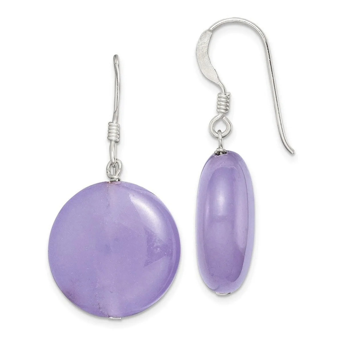 Curata 925 Sterling Silver 18.5x32mm Hook Lavender Dyed Jade Dangle Earrings sold by Zulily
