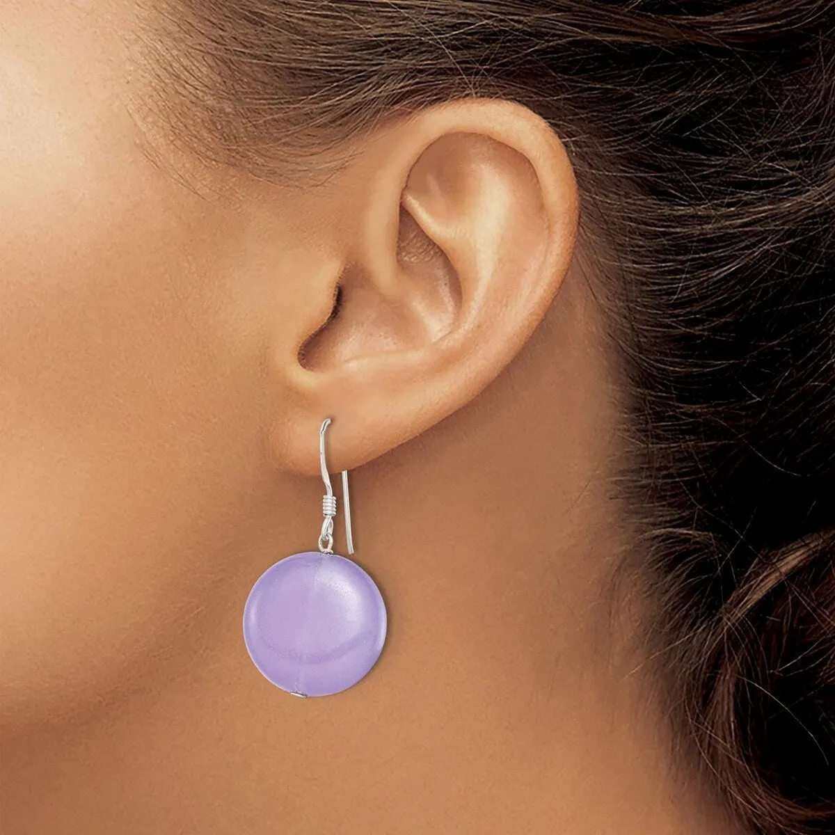Curata 925 Sterling Silver 18.5x32mm Hook Lavender Dyed Jade Dangle Earrings sold by Zulily product image thumbnail 4