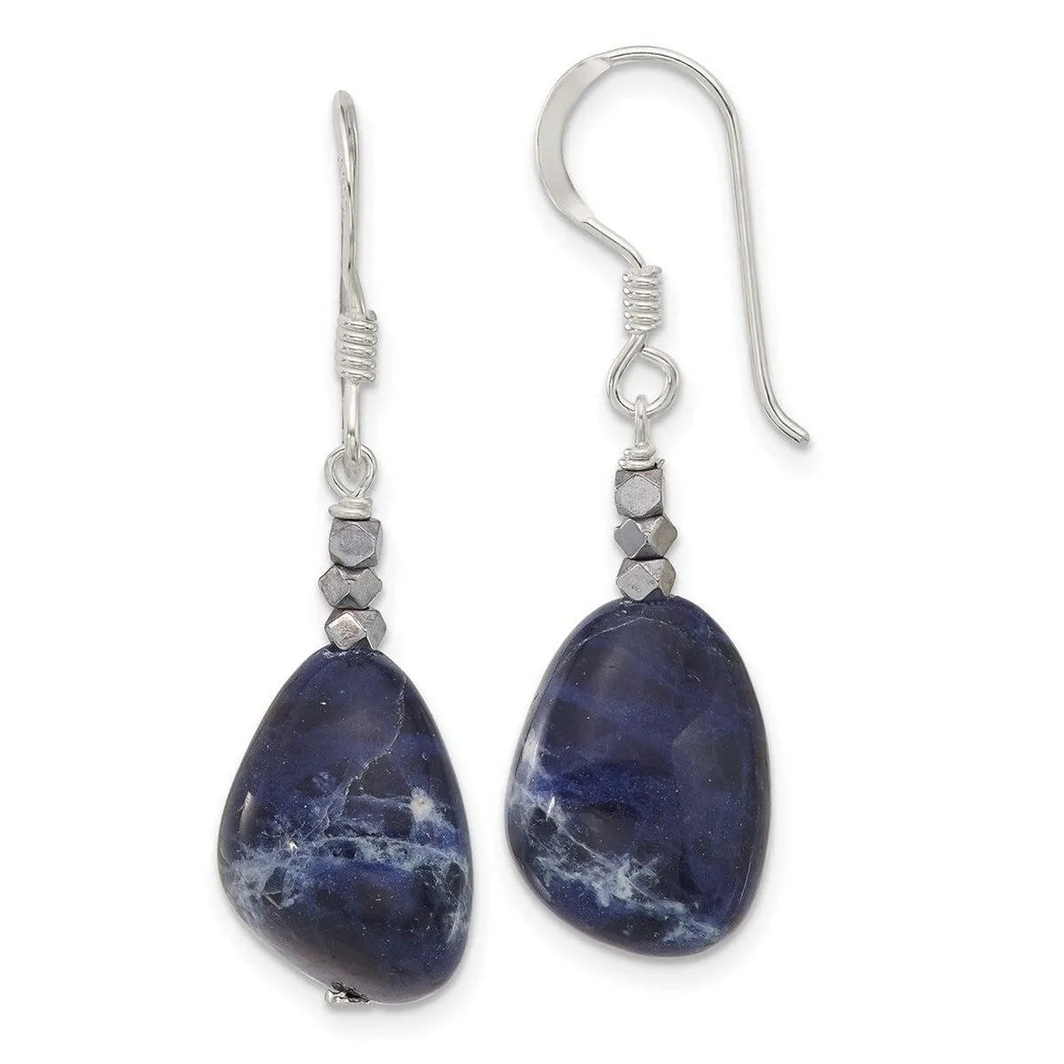 Curata 925 Sterling Silver 12x38.5mm Hematite and Sodalite Guardian Angel Earrings sold by Zulily