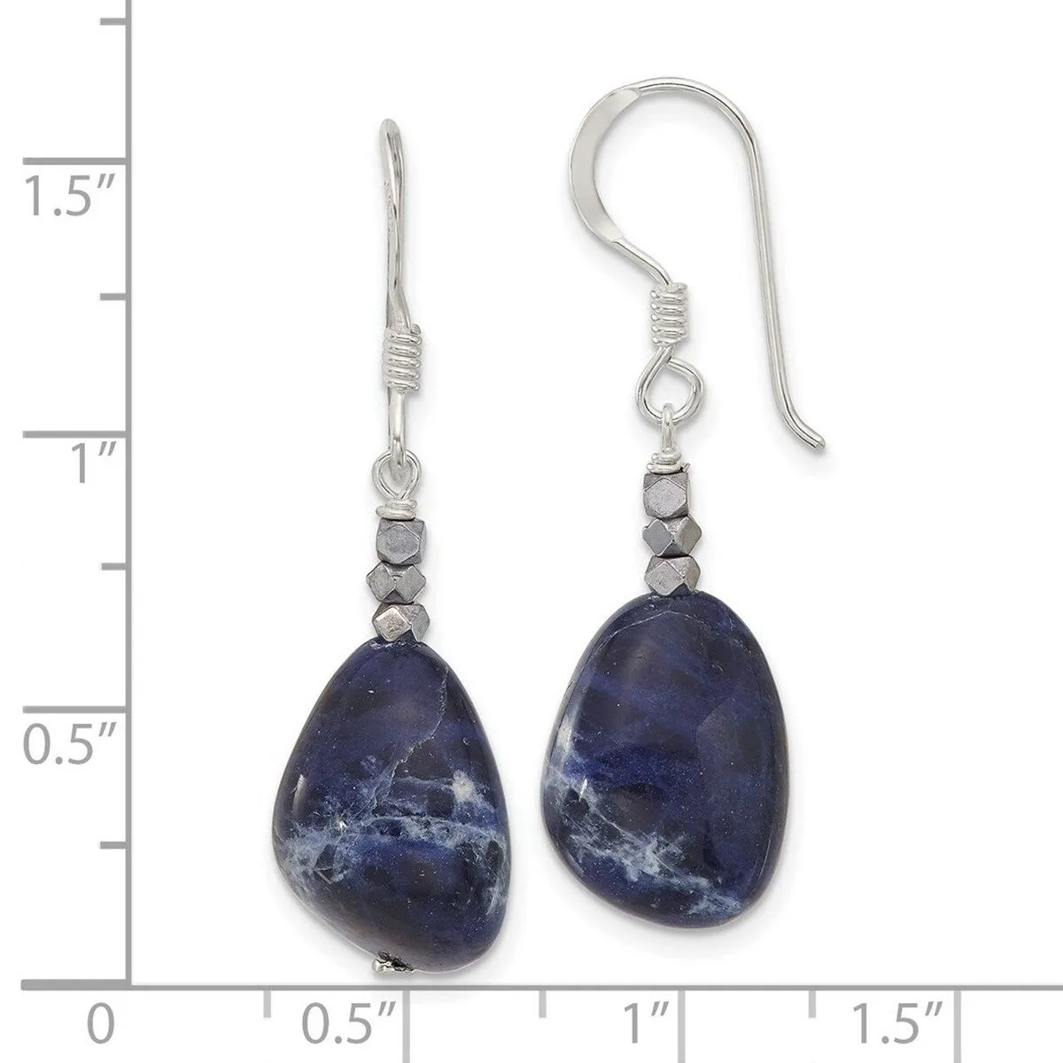 Curata 925 Sterling Silver 12x38.5mm Hematite and Sodalite Guardian Angel Earrings sold by Zulily product image thumbnail 2