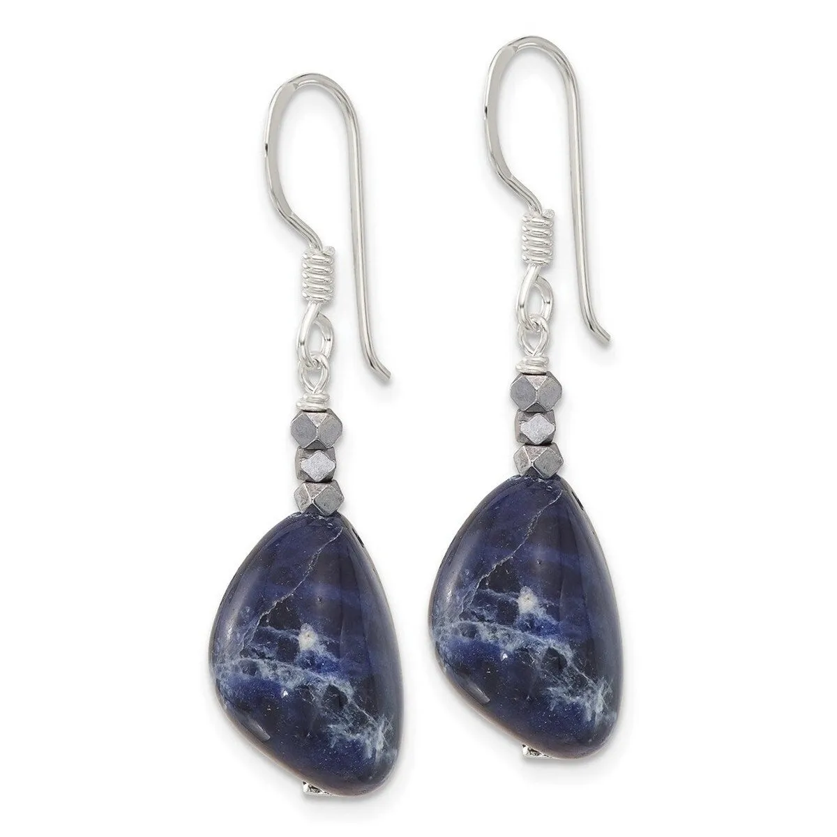 Curata 925 Sterling Silver 12x38.5mm Hematite and Sodalite Guardian Angel Earrings sold by Zulily product image thumbnail 3
