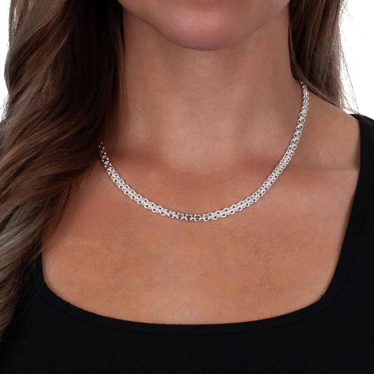 Sterling Silver Italian 3.5mm Bismark Chain Necklace - White sold by Zulily product image thumbnail 4