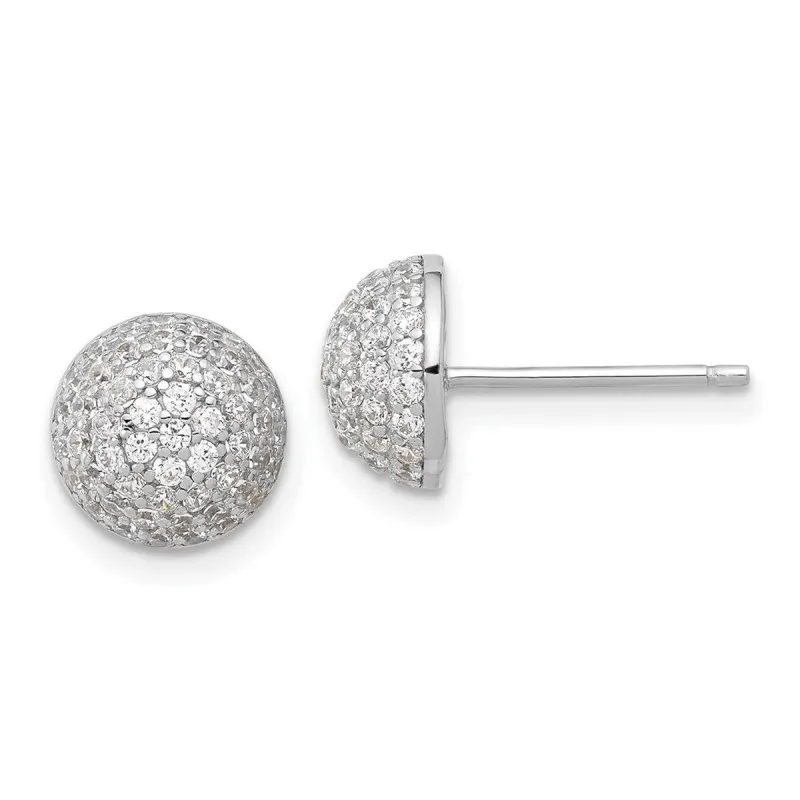 Curata 925 Sterling Silver Rhodium 9.1x9.1mm Cubic Zirconia Domed Post Earrings sold by Zulily