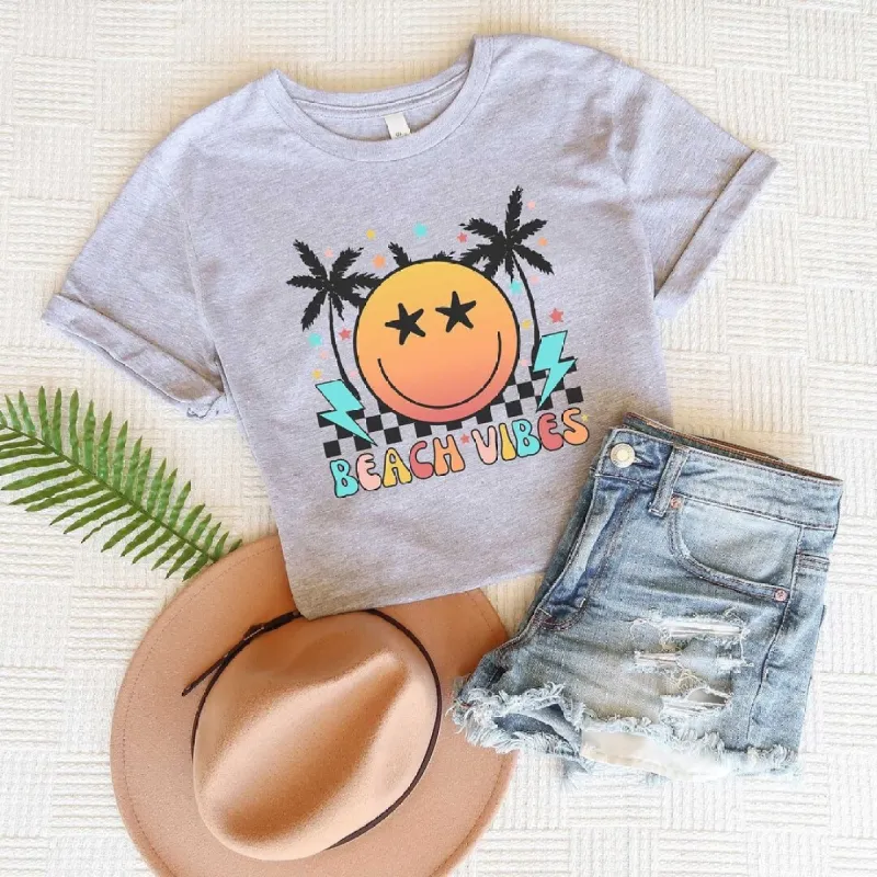 Retro Beach Vibes Checkered Short Sleeve Crewnneck Tee sold by Zulily