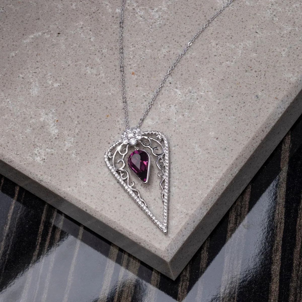 Statement Ornate Crystal Teardrop Pendant Necklace sold by Zulily product image thumbnail 4