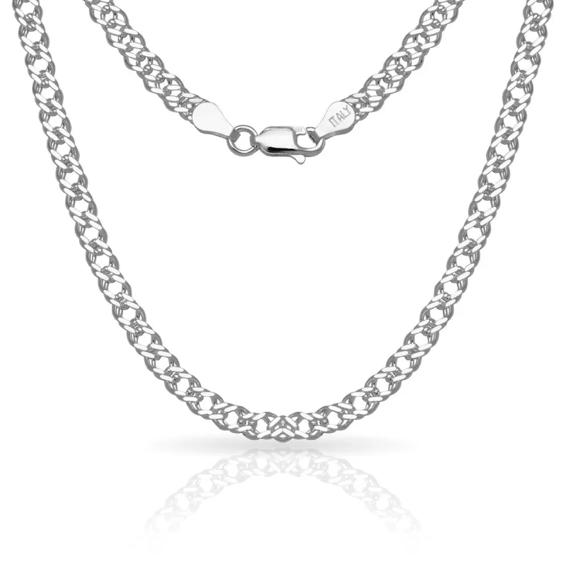 Curata Sterling Silver Italian 4mm Diamond-cut Rombo Chain Necklace (16'-30") - White sold by Zulily