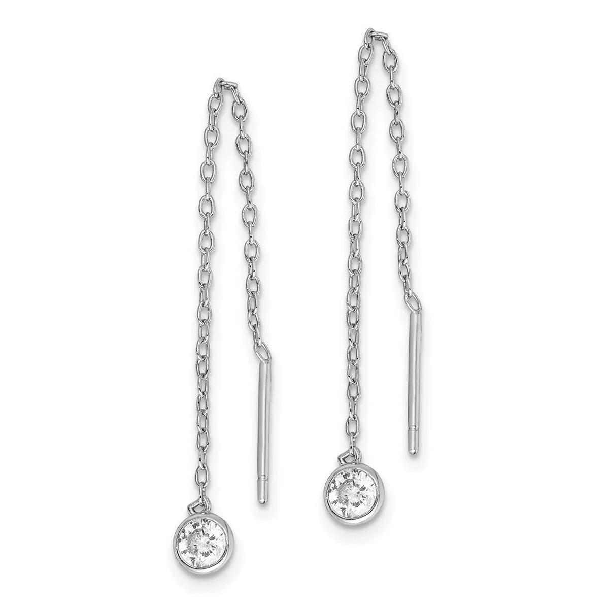 Curata 925 Sterling Silver Rhodium 4.38x63.58mm Cubic Zirconia Chain Threader Earrings sold by Zulily product image thumbnail 3