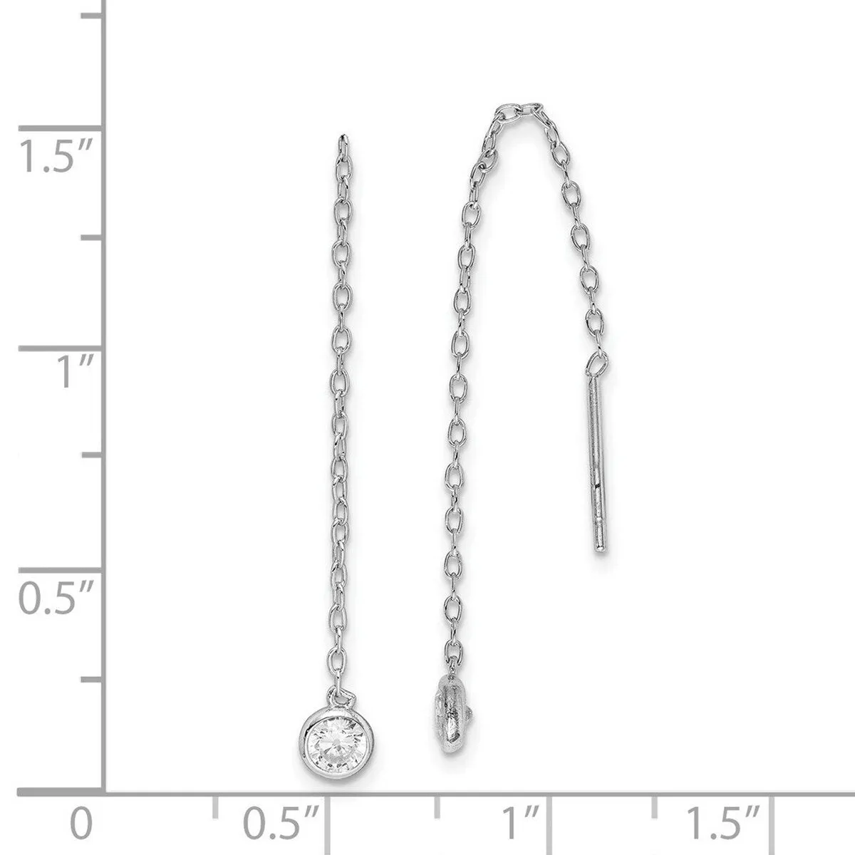 Curata 925 Sterling Silver Rhodium 4.38x63.58mm Cubic Zirconia Chain Threader Earrings sold by Zulily product image thumbnail 2