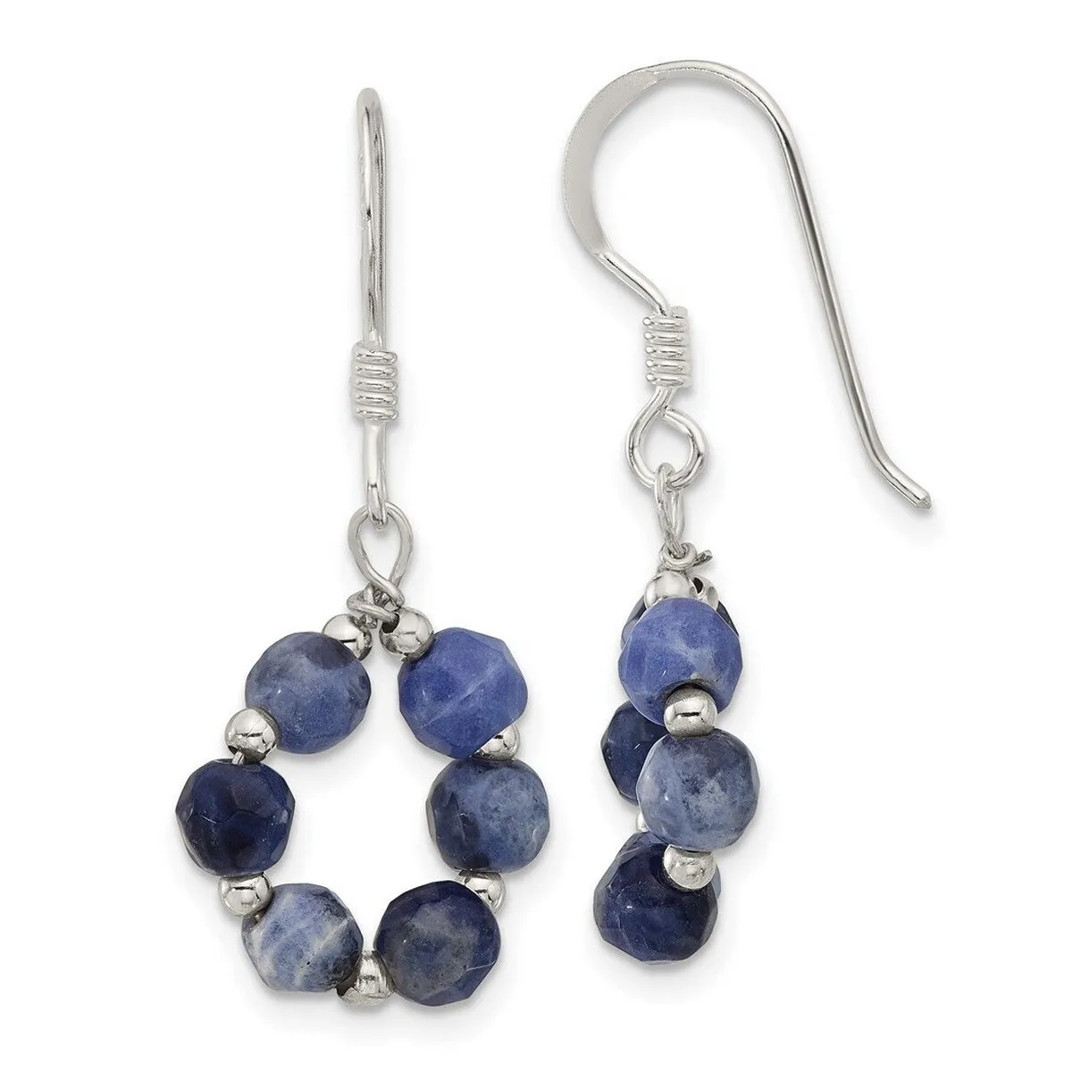 Curata 925 Sterling Silver 14.8x33.6mm Blue Sodalite Beaded Guardian Angel Hook Earrings sold by Zulily