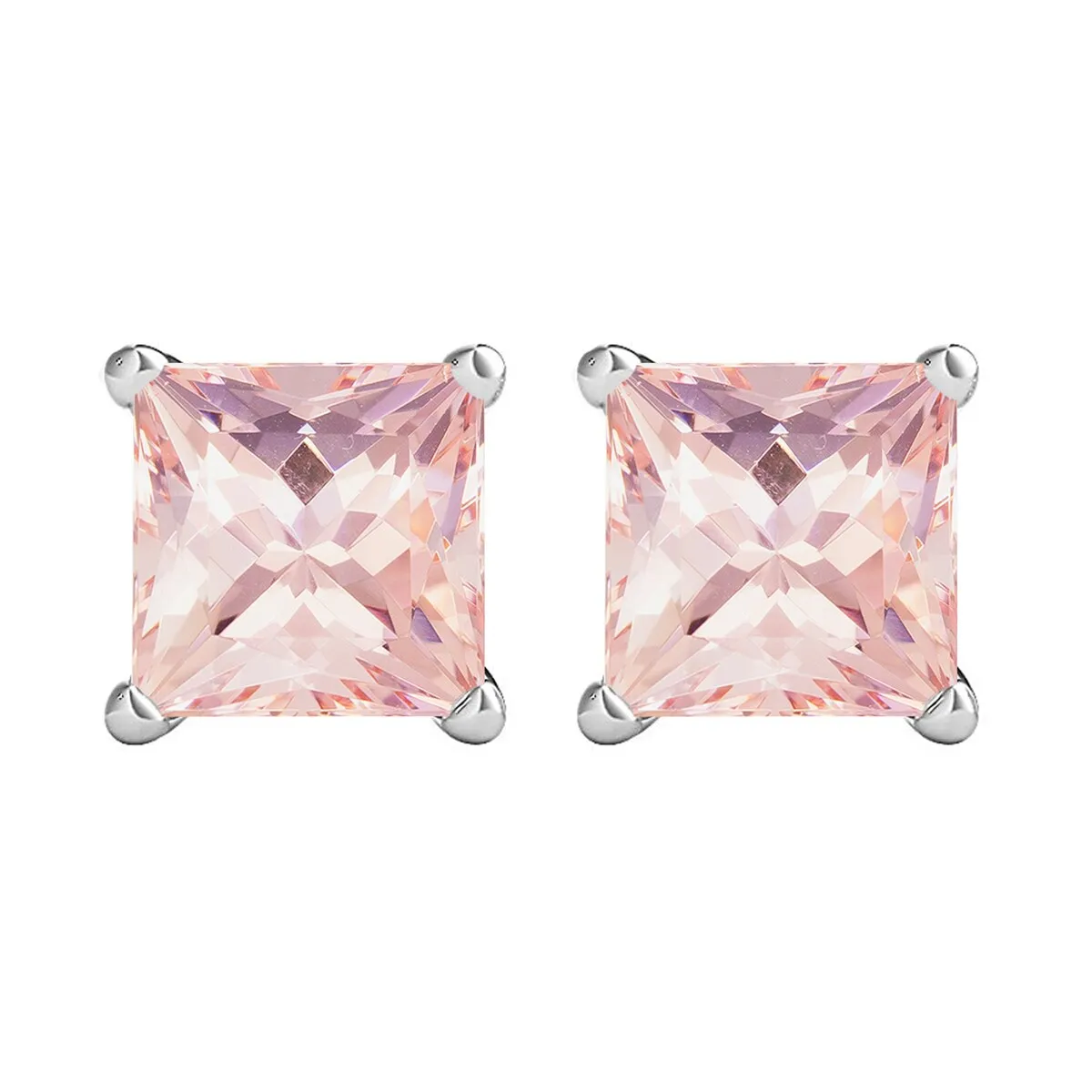 Square 1.80Cttw Morganite Stud Earrings in Sterling Silver sold by Zulily