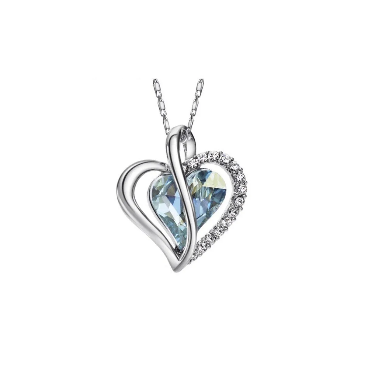 Silvertone Blue Swarovski Crystal Heart Pendant Necklace sold by Zulily