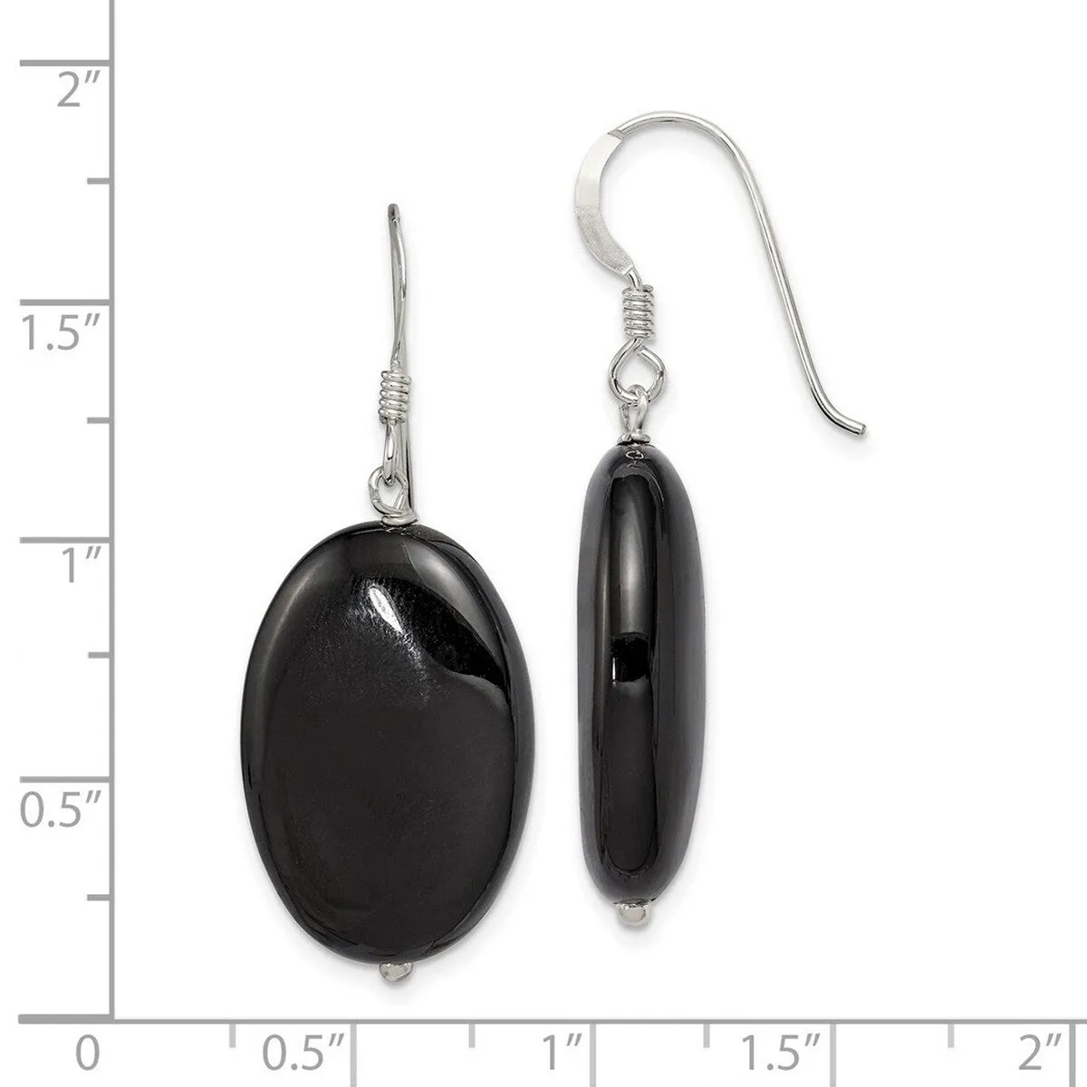 Curata 925 Sterling Silver 16x41mm Hook Black Agate Earrings sold by Zulily product image thumbnail 2