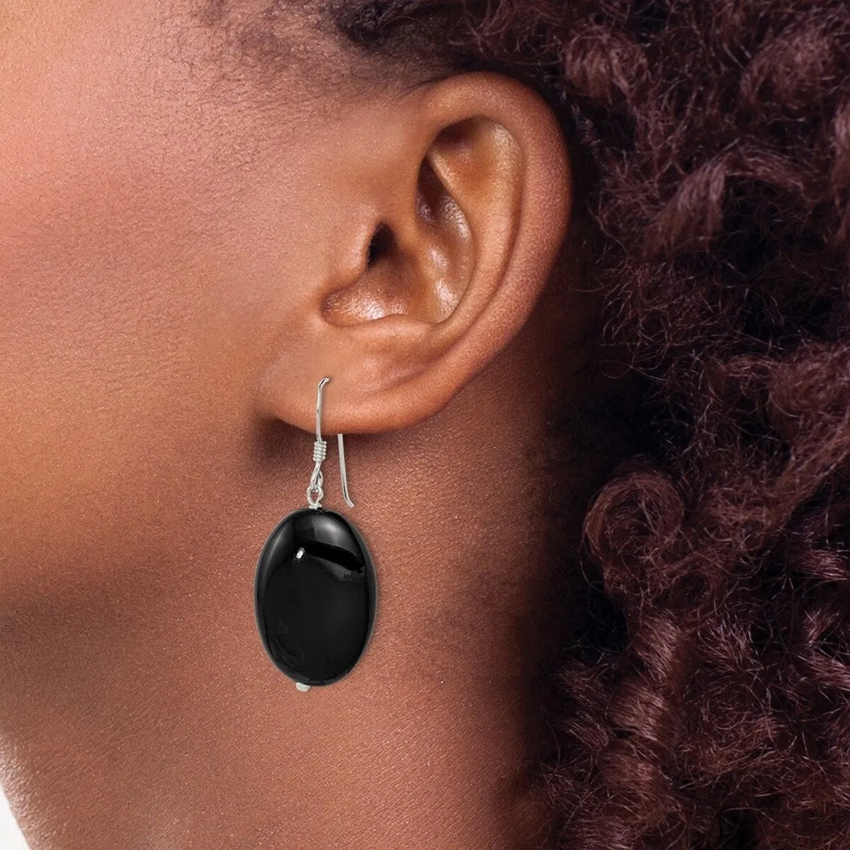 Curata 925 Sterling Silver 16x41mm Hook Black Agate Earrings sold by Zulily product image thumbnail 4