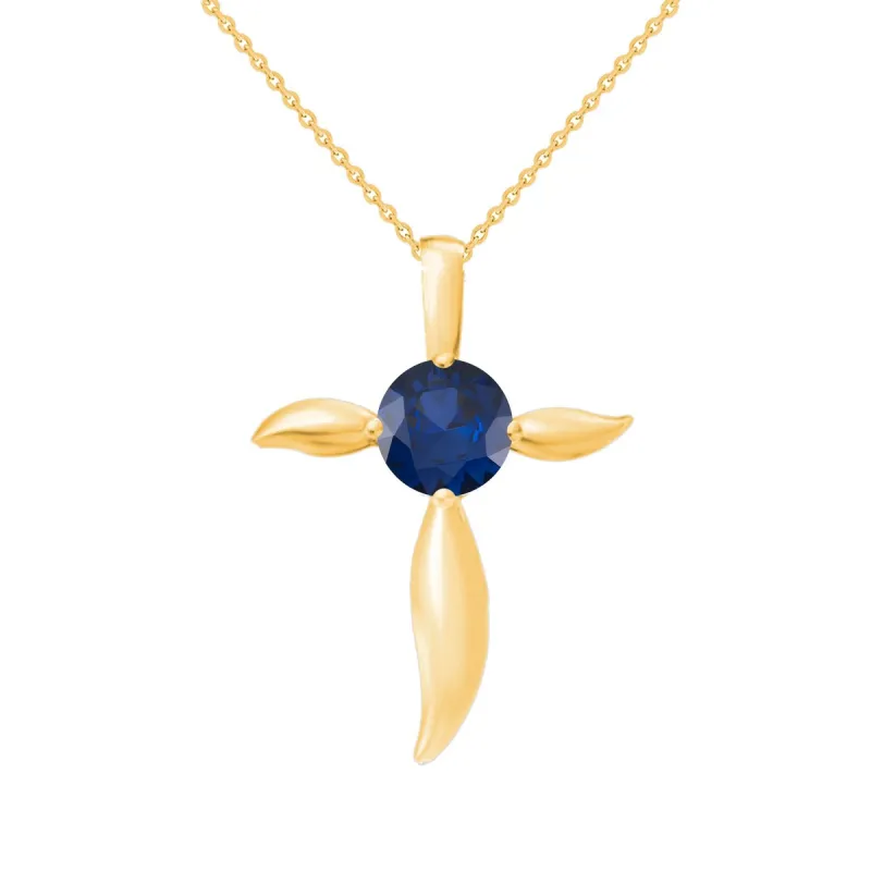 18K Gold Over Sterling Silver Blue Sapphire Cross Pendant sold by Zulily