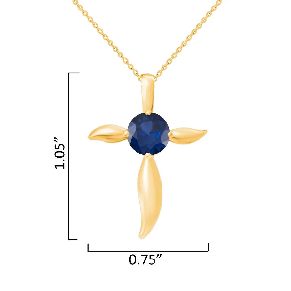 18K Gold Over Sterling Silver Blue Sapphire Cross Pendant sold by Zulily product image thumbnail 2