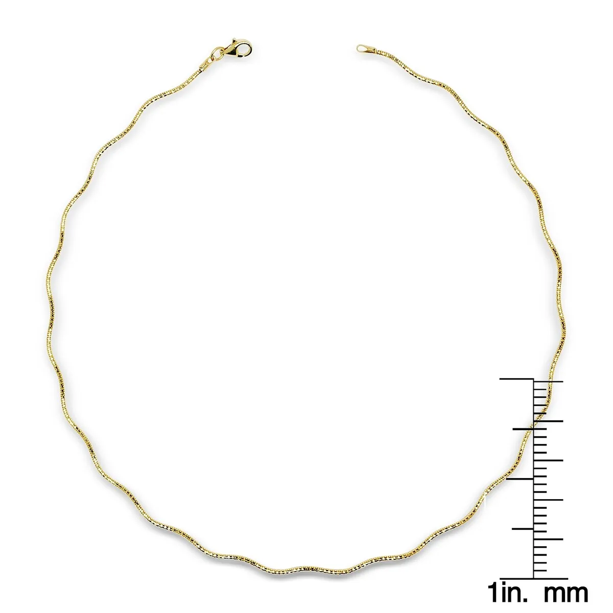 Curata Italian Sterling Silver Wavy 2mm Yellow-gold-plated Omega Necklace (16-20') - Yellow sold by Zulily product image thumbnail 2