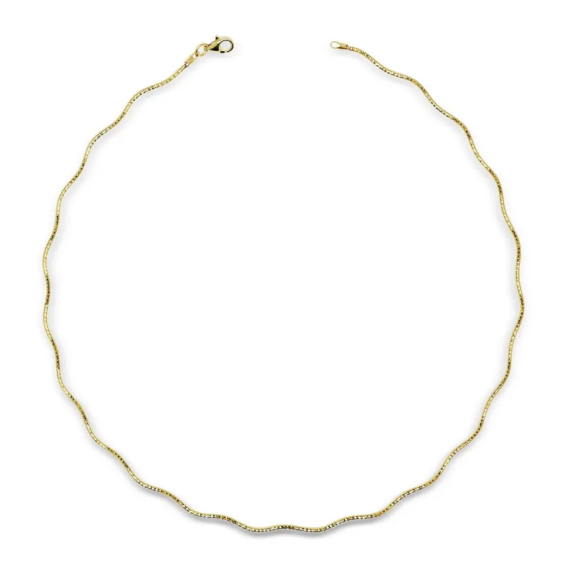 Curata Italian Sterling Silver Wavy 2mm Yellow-gold-plated Omega Necklace (16-20') - Yellow sold by Zulily