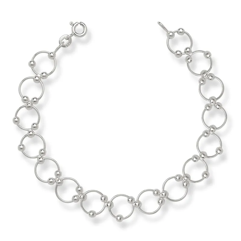 Curata Sterling Silver 7" Modern Moveable Bead Circle Bracelet - White sold by Zulily