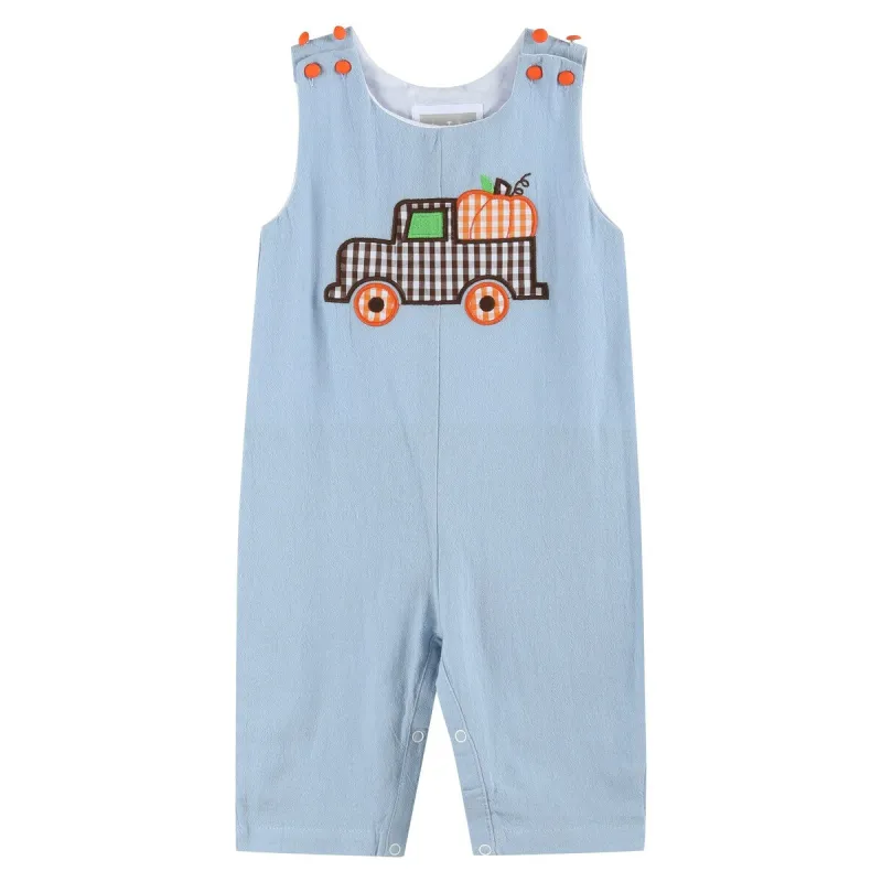 Blue Pumpkin Truck Overalls sold by Zulily