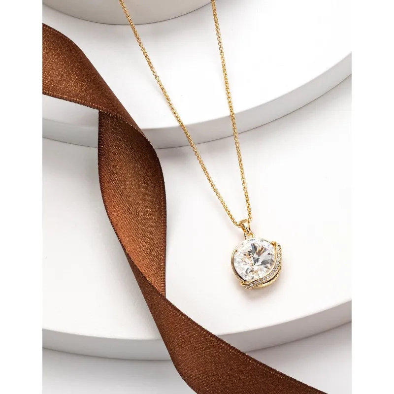 Goldtone Clear Rivoli Swarovski Crystal Pendant Necklace sold by Zulily