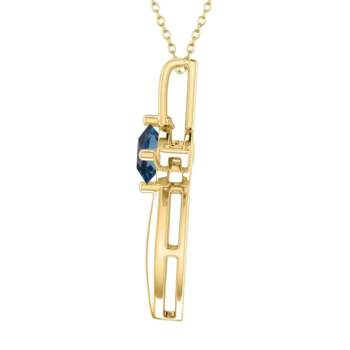 18K Gold Over Sterling Silver Natural London Blue Topaz Cross Pendant sold by Zulily product image thumbnail 2